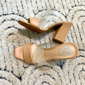 Nude & clear strap heel